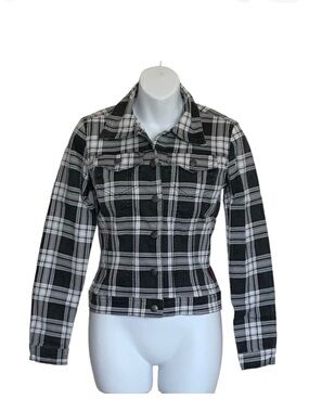 Tripp NYC Plaid Skull Punk Goth Trucker Jacket Sz XS